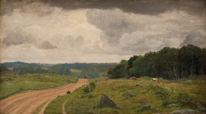 Landskap ved Kongens Møller, Sjælland. Ettermiddagslys