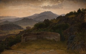 Landskap nær Subiaco. Solnedgang av P.C. Skovgaard
