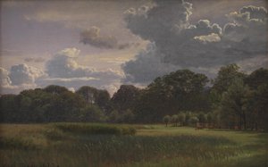 Flytende tordenbyger over Nysø Have og Fribedet av P.C. Skovgaard