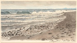 Strand med utsikt over Kattegat mot Kullen. av P.C. Skovgaard
