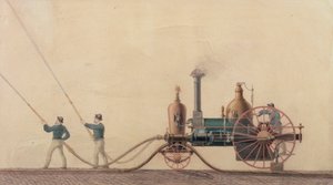 Den første dampbrannbilen som ble brukt i USA i 1841, 1865 av P.R. Hodge
