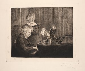 Edvard og Nina Grieg ved pianoet av Peder Severin Krøyer