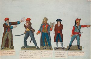 Jakobiner og terrorister i perioden med terrorregimet (1793-4) under den franske revolusjonen (gouache)