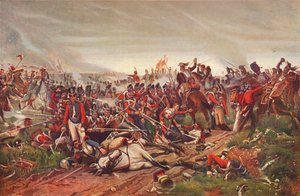 Franske kyrassere angriper et britisk infanteritorget i slaget ved Waterloo, 1815 1906 av P Jazet