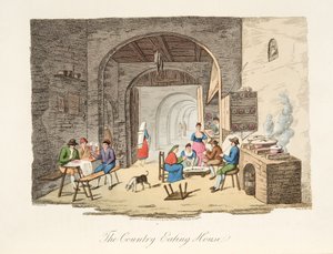 The Country Eating House, fra Italian Scenery, som representerer manerer, skikker og fornøyelser i de forskjellige statene i Italia, pub. 1806 (håndfarget gravering) av P. van (after) Lerberghi