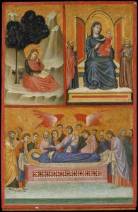 Saint John on Patmos, Madonna and Child Enthroned, og Death of the Virgin, The Crucifixion.