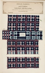 Prøve av bomullskjerf fra Nurrapore i Sind, fra The Collection of the Textile Manufacturers of India, av John Forbes Watson, utgitt i 1866 av Pakistani School