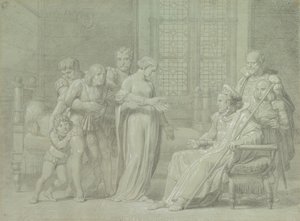 Kong Charles VIII av Frankrike med den døende Gian Galeazzo Sforza ved Pavia, 1775-1860. av Palagi Filippo Pelagio