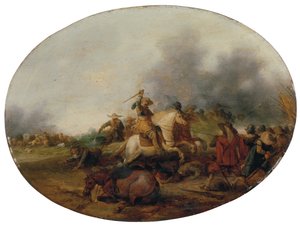 En kavalerikamp med en fallen hest, 1637 av Palamedes Palamedesz