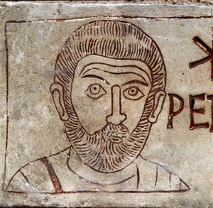 Representasjon av St. Peter. Paleokristen graffito fra Aquileia. 1. århundre e.Kr. Aquileia, Paleochristian National Museum