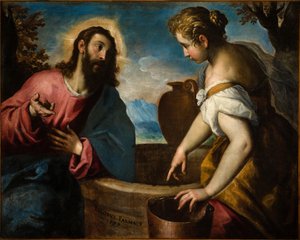 Jesus og den samaritanske kvinnen (olje på lerret)