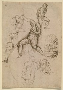 Ark med studier for maleri i Salone del Maggior Consiglio, Ducal Palace, Venezia, ca. 1578 av Palma Il Giovane