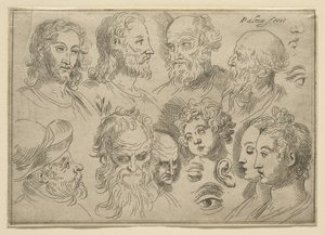 Skisseplate med ti hoder, 1636 av Palma Il Giovane