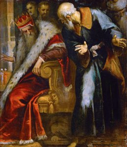 Profeten Nathan irettesetter kong David, av Palma il Giovane, Jacopo, den yngre