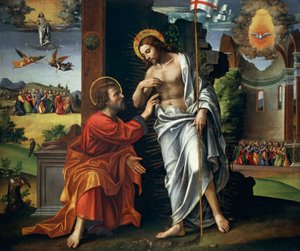 Kristus og tvilende Thomas, av Paolo Cavazzola (1486-1522)