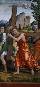 Veien til Golgata, detalj fra Polyptych of Passion av Paolo Cavazzola (1486-1522)