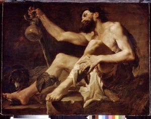 Lasarus som en elendig tigger. (Lasarus som en fattig tigger). Maleri av Paolo Pagani (1660-1716), olje på lerret