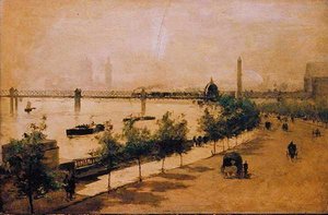 Themsen Embankment (olje på panel)