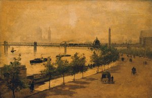 The Thames Embankment, London (olje på panel)