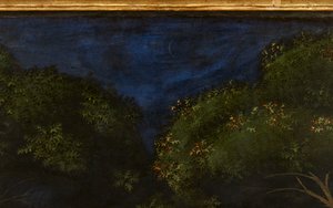 The Hunt in the Forest, ca. 1465-70 olje på paneldetalj av 100861 av Paolo Uccello