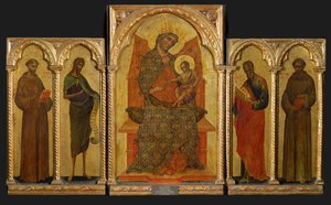 Polyptykon. Midtpanel: Madonna og barn … av Paolo Veneziano