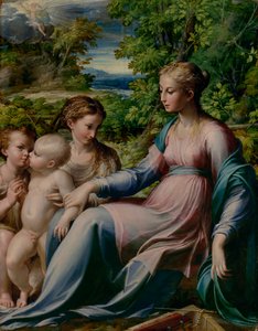 Jomfru og barn med døperen Johannes og Maria Magdalena av Parmigianino