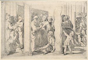 De hellige Peter og Johannes helbreder den lamme mannen ved Golden Gate av Parmigianino