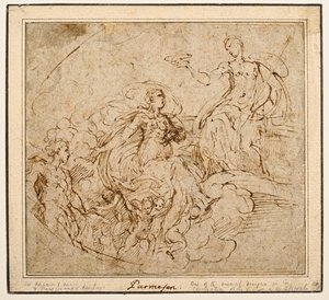Studie av Jomfruens kroning for Santa Maria della Steccata, Parma av Parmigianino