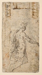 Studie av en ung mann som kneler (verso) av Parmigianino