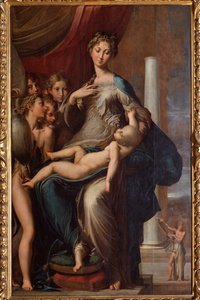 Jomfru med lang hals - 1534 Olje på tre av Parmigianino