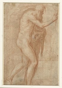 Mann løfter fingeren i advarsel av Parmigianino