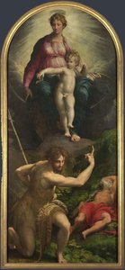 Madonnaen og barnet med de hellige døperen Johannes og Hieronymus, 1527 av Parmigianino