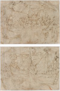 Navicella (recto) To tegninger av skip (verso)