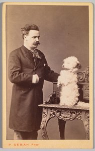 Portrett av en mann og hunden hans, ca. 1880.