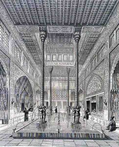 Interiør i Chahar Bagh-palasset, i Isfahan, fra 