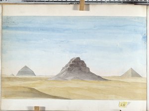 Utsikt over pyramiden i Dachour. Tegning av Pascal Coste (1787-1879) Museum of Mediterranean Archaeology, Marseille