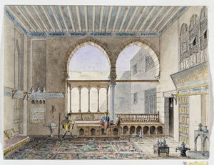 Utsikt over det indre av Sheik Jabarti-palasset. Akvarell av Pascal Coste (1787–1879) Museum of Mediterranean Archaeology, Marseille