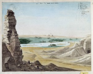 Utsikt fra fjellet Kattan. Egypt. 1818 Tegning av Pascal Coste (1787-1879) Museum of Mediterranean Archaeology, Marseille av Pascal Xavier (after) Coste
