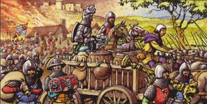 Brenning av byen Bar-sur-Seine i 1359 (gouache på papir)