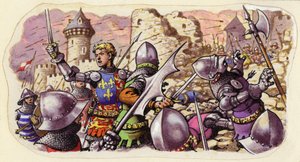 Harfleur beleiret av kong Henrik V (gouache på papir)