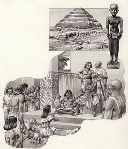 Imhotep "der gute Arzt" gibt einem kranken Mann Ratschläge