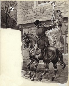 John Peel og Mary White stikker av til Gretna Green (gouache på papir)