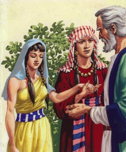 Sarai introduserer Hagar for Abraham (gouache på papir)