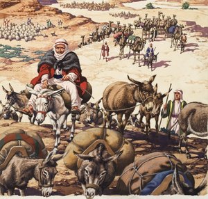Tilbakekomsten til Kanaan, fra Jakobs historie (gouache på papir)