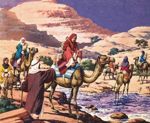Historien om Jakob - Gud taler i Penuel (gouache på papir)