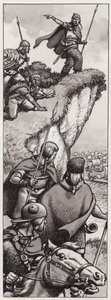 Britiske oldtider oppdager Julius Cæsars invaderende styrker i år 55 f.Kr. (gouache på papir)