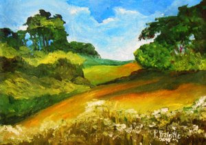 La route de Mouline, 2015 (akryl på lerret) av Patricia Brintle