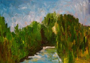 Winding river, 2009 (akryl på tre) av Patricia Brintle
