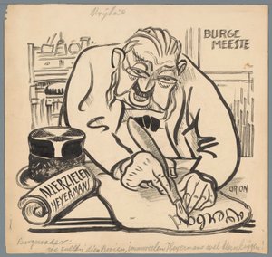 Ordfører forbyr Heijermans allesjelers dag Frihet (tittel på objekt) av Patricq Kroon (signed by artist)