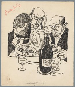 Colijn og tariffloven Kalvehodet (tittel på objekt) av Patricq Kroon (signed by artist)